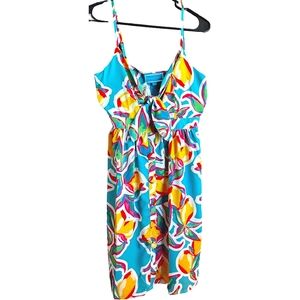 NWT Southern Frock Lemon Print Midi Dress, Size Small, Yellow/Green/White/Pink